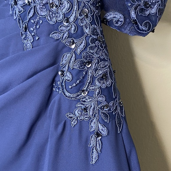 JJ's House Floor Length‎ Mother of Bride Groom Dress Blue Chiffon Lace Size 2/4 - Picture 14 of 14